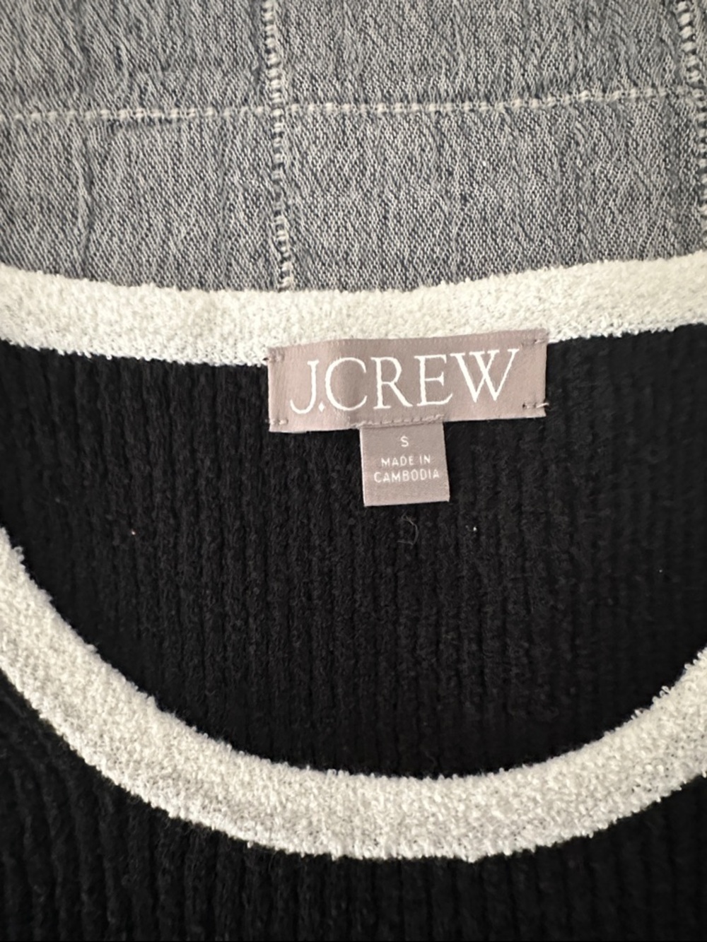 J. Crew Black Short-Sleeve Knit Top with White Trim - Picture 2 of 4
